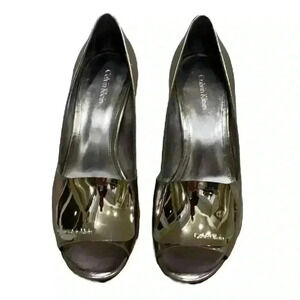 Calvin Klein Maeve Crinkle Metallic Heels